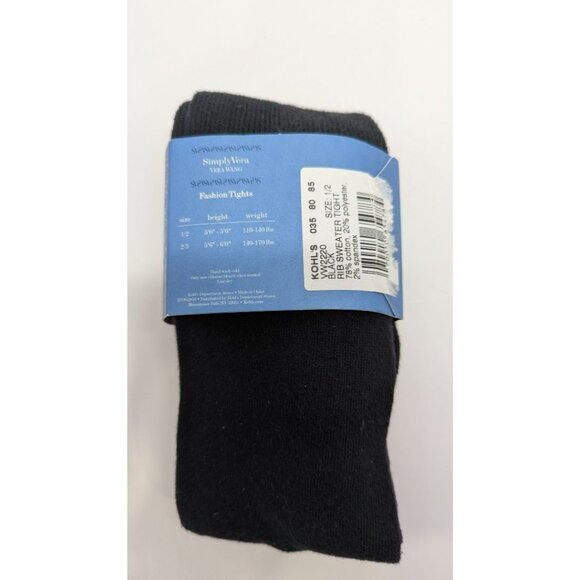 Simply Vera by Vera Wang Black Ribbed Sweater Tight Fashion Tights - Picture 2 of 2